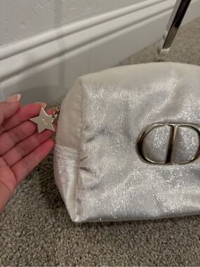 Dior Shimmery Cream Cosmetic Pouch with Gold Star Charm